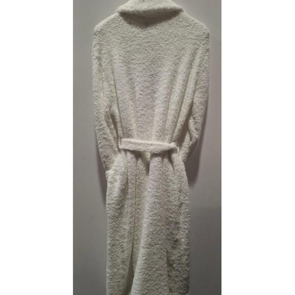 Barefoot Dreams Women's White Size 2 Belted Open Front Cozychic Robe - Picture 2 of 5